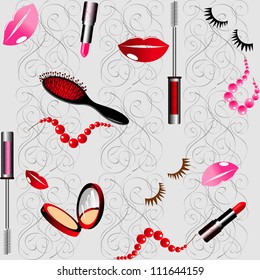 seamless background with cosmetics