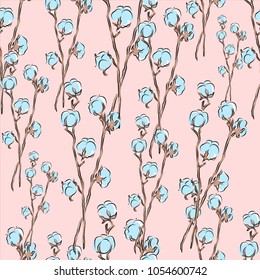 seamless background of cotton branch