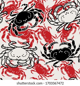 seamless background with crab, vector design for paper, cover, fabric