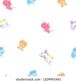 seamless background created by animals and alphabet in simply design for baby
