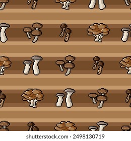 Fondo sin fisuras creado por muchos hongos en estilo pixel art