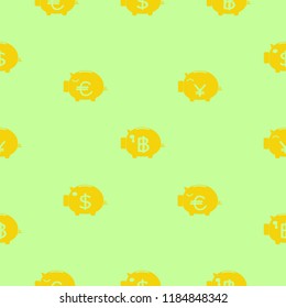 seamless background created by silhouette piggy bank