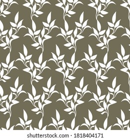 Seamless background from  creeper leaves. Botanical flat design for printing on wallpaper, textile, fabric, covers, postcard. card. Vector illustration isolated on a white background.