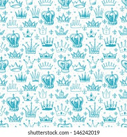 Seamless background with crowns. Can be used for wallpaper, pattern fills, textile, web page background, surface textures. Vector illustration. 