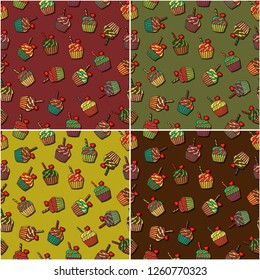  seamless background with cupcakes