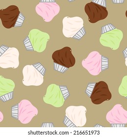 Seamless background with cupcakes