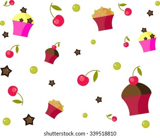 Seamless. Background of cupcakes