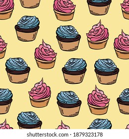 El fondo incomparable de los quequitos azul y rosa