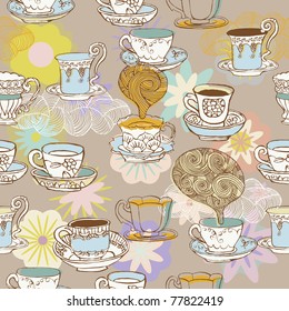 seamless background with cups