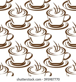 Seamless background with cups of coffee