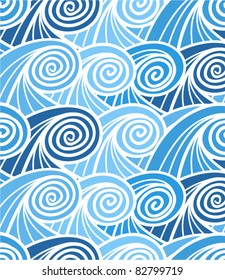 Seamless background of curled abstract blue waves