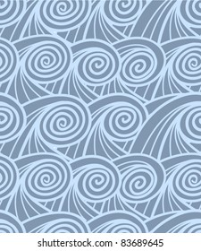 Seamless background of curled abstract blue waves