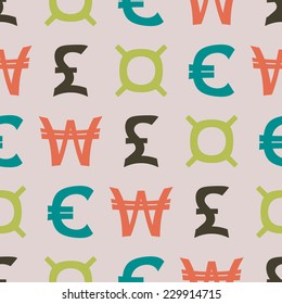 seamless background with currency symbols