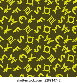 seamless background with currency symbols