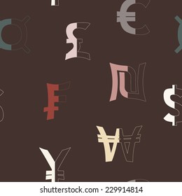 seamless background with currency symbols