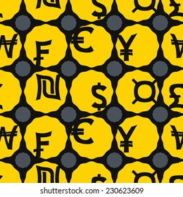 seamless background with currency symbols