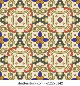 Seamless background curve cross chain flower oriental chintz