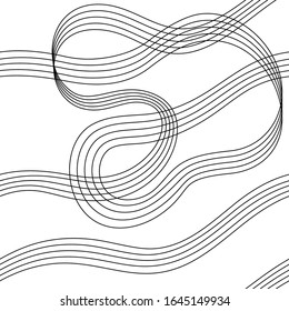 Seamless background of curved lines. Abstract twisted background. Vector illustration isolated on white.