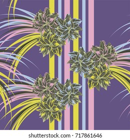 Seamless background with cute abstract lilies. Design for cloth, wallpaper, gift wrapping. Print for silk, calico and home textiles.Vintage natural pattern.