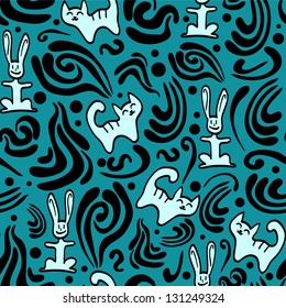 Seamless background with cute animals