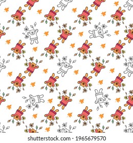 Seamless background with cute bears. Cartoon characters. Decorative texture for wallpaper, textile, scrapbook, packaging paper.
