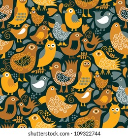 seamless background with cute birds
