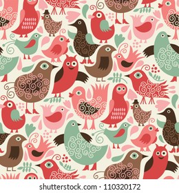 seamless background with cute birds