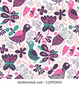 seamless background with cute birds
