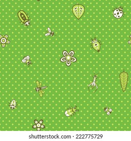 seamless background with cute bugs