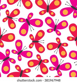 Seamless background with cute butterfly design vector
