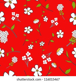 Seamless Background - cute cartoon flowers. EPS10 vector background.