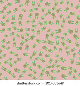 Seamless background with cute cartoon rabbits.