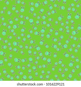 Seamless background with cute cartoon rabbits.
