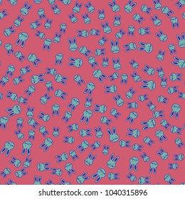 Seamless background with cute cartoon rabbits.