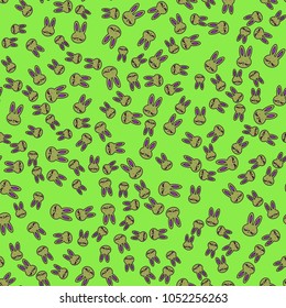 Seamless background with cute cartoon rabbits.