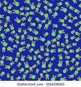 Seamless background with cute cartoon rabbits.