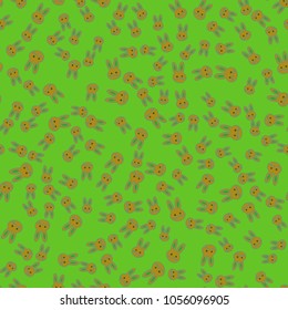 Seamless background with cute cartoon rabbits.