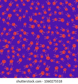 Seamless background with cute cartoon rabbits.