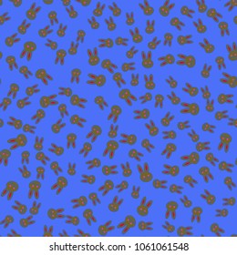 Seamless background with cute cartoon rabbits.