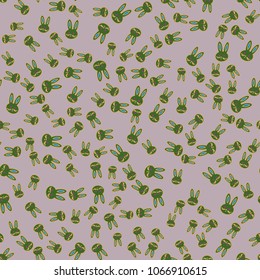 Seamless background with cute cartoon rabbits.