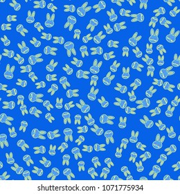 Seamless background with cute cartoon rabbits.