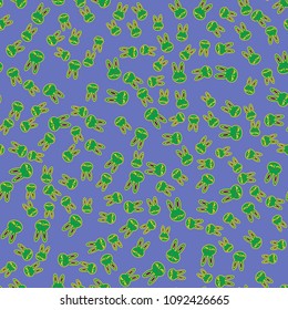 Seamless background with cute cartoon rabbits.