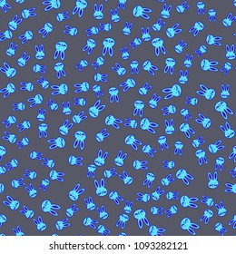 Seamless background with cute cartoon rabbits.