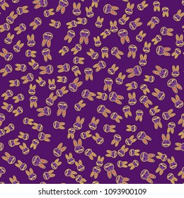 Seamless background with cute cartoon rabbits.