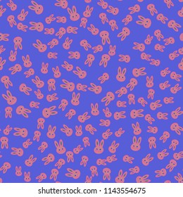 Seamless background with cute cartoon rabbits.
