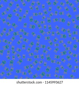 Seamless background with cute cartoon rabbits.