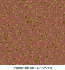 Seamless background with cute cartoon rabbits.