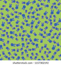 Seamless background with cute cartoon rabbits.