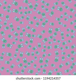 Seamless background with cute cartoon rabbits.