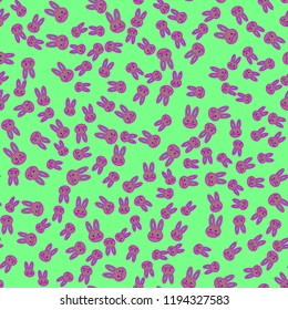 Seamless background with cute cartoon rabbits.